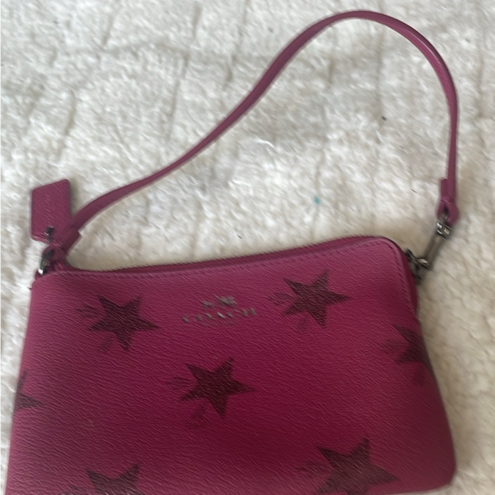 Coach Fuchsia Star-Patterned Clutch